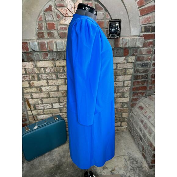 Dress sheath big bow puff sleeves blue long sleeve - Picture 9 of 12